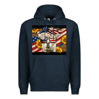 Navy Western 4th Of July Llama Background Premium Hoodie - LillyAllenDesigns