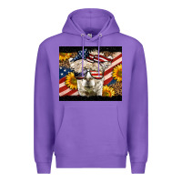 Purple Western 4th Of July Llama Background Premium Hoodie - LillyAllenDesigns