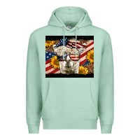 Seafoam Western 4th Of July Llama Background Premium Hoodie - LillyAllenDesigns