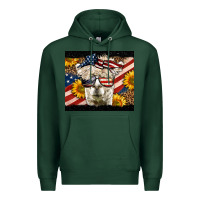 Sports Green Western 4th Of July Llama Background Premium Hoodie - LillyAllenDesigns