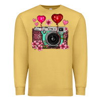Antique Gold floral heart pink leopard vintage camera Premium Sweatshirt - FaDigitalArtStudio