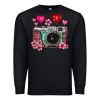 Black floral heart pink leopard vintage camera Premium Sweatshirt - FaDigitalArtStudio