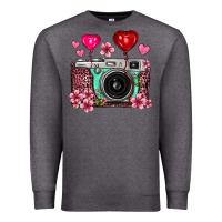 Charcoal Heather floral heart pink leopard vintage camera Premium Sweatshirt - FaDigitalArtStudio