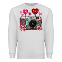 Dove Grey floral heart pink leopard vintage camera Premium Sweatshirt - FaDigitalArtStudio