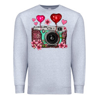 Heather Grey floral heart pink leopard vintage camera Premium Sweatshirt - FaDigitalArtStudio
