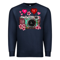 Navy floral heart pink leopard vintage camera Premium Sweatshirt - FaDigitalArtStudio