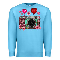 Floral Heart Pink Leopard Vintage Camera Premium Sweatshirt | Teevron