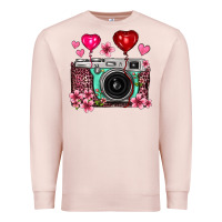 Pale Pink floral heart pink leopard vintage camera Premium Sweatshirt - FaDigitalArtStudio