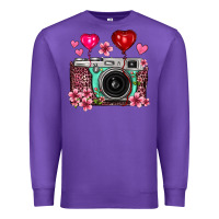 Purple floral heart pink leopard vintage camera Premium Sweatshirt - FaDigitalArtStudio