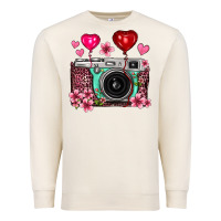 Sandshell floral heart pink leopard vintage camera Premium Sweatshirt - FaDigitalArtStudio