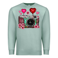 Seafoam floral heart pink leopard vintage camera Premium Sweatshirt - FaDigitalArtStudio