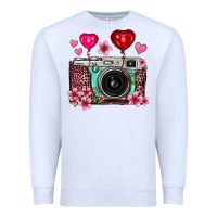 White floral heart pink leopard vintage camera Premium Sweatshirt - FaDigitalArtStudio