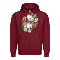 Burgundy baseball with patterns Zipper Hoodie - texasbilliewilder