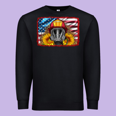 Firefighter Air Mask And Sunflower Premium Sweatshirt Designed By Hra Design Shop