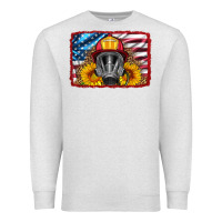 Oatmeal Heather firefighter air mask and sunflower Premium Sweatshirt - HRA Design Shop