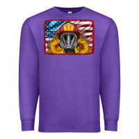 Purple firefighter air mask and sunflower Premium Sweatshirt - HRA Design Shop