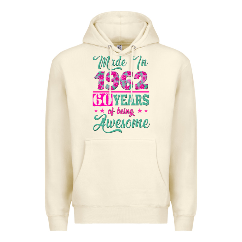 Made In 1962, 60 Years Of Being Awesome Premium Hoodie by Jasminsmagicworld | Teevron