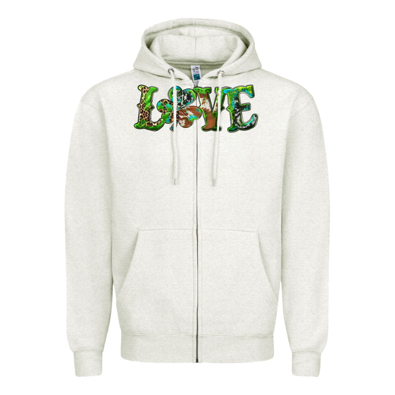 Love With Shamrock Zipper Hoodie by RanaPortraitStore | Teevron