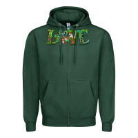 Sports Green love with shamrock Zipper Hoodie - RanaPortraitStore