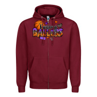 Burgundy raising ballers basketball Zipper Hoodie - Zillion Design Studio