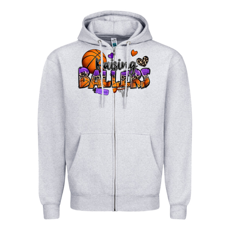 Raising Ballers Basketball Zipper Hoodie by Zillion Design Studio | Teevron