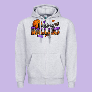 Raising Ballers Basketball Zipper Hoodie Designed By Zillion Design Studio