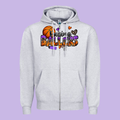 Raising Ballers Basketball Zipper Hoodie Designed By Zillion Design Studio