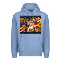 Colony Blue Western 4th Of July Cow Premium Hoodie - LillyAllenDesigns
