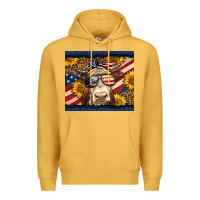 Mustard Western 4th Of July Cow Premium Hoodie - LillyAllenDesigns