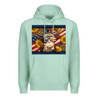 Seafoam Western 4th Of July Cow Premium Hoodie - LillyAllenDesigns