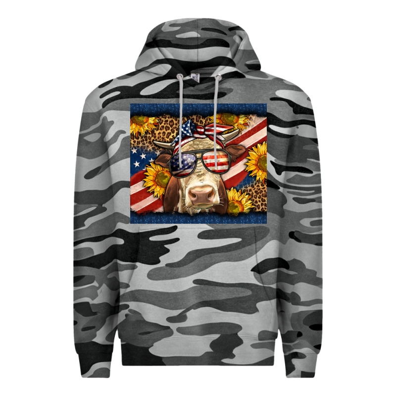 Western 4th Of July Cow Premium Hoodie by LillyAllenDesigns | Teevron