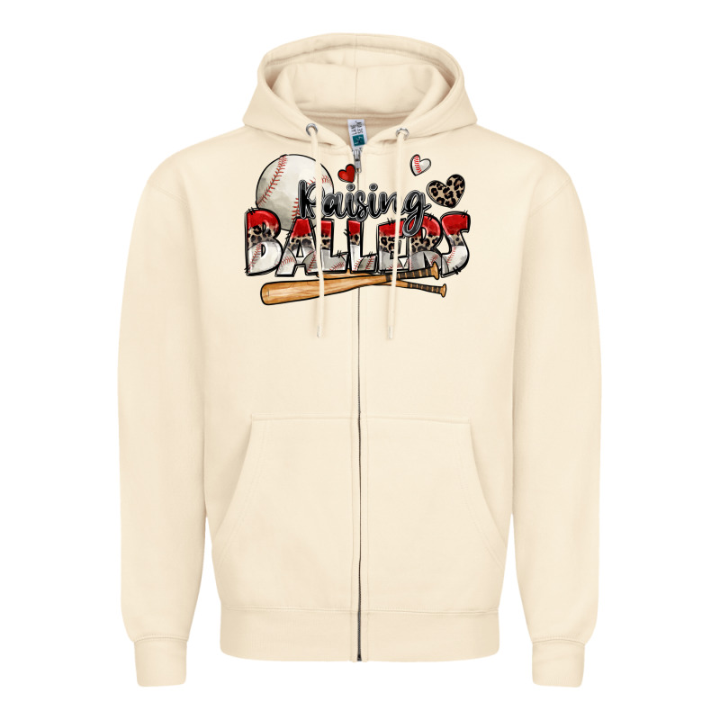 Raising Ballers Baseball Zipper Hoodie by Zillion Design Studio | Teevron