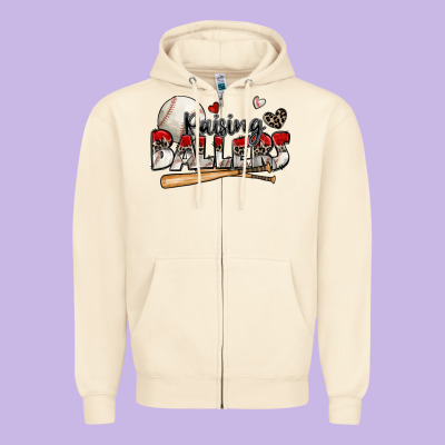 Raising Ballers Baseball Zipper Hoodie Designed By Zillion Design Studio