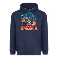 Navy God blessed America gnomes 4th of July Heavyweight Hoodie - CowGirlArtShop