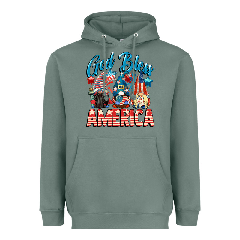 God Blessed America Gnomes 4th Of July Heavyweight Hoodie by CowGirlArtShop | Teevron
