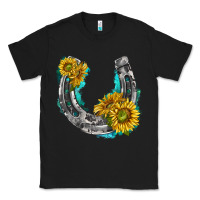 Black horseshoe cowhide and sunflowers Classic Tee - texasbilliewilder