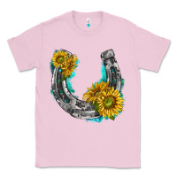 Bubblegum Pink horseshoe cowhide and sunflowers Classic Tee - texasbilliewilder