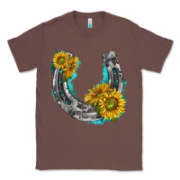 Chestnut horseshoe cowhide and sunflowers Classic Tee - texasbilliewilder