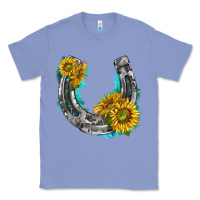 Colony Blue horseshoe cowhide and sunflowers Classic Tee - texasbilliewilder
