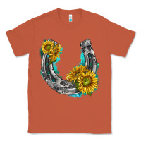 Copper horseshoe cowhide and sunflowers Classic Tee - texasbilliewilder