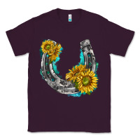 Plum horseshoe cowhide and sunflowers Classic Tee - texasbilliewilder