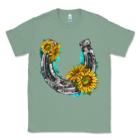 Sage horseshoe cowhide and sunflowers Classic Tee - texasbilliewilder
