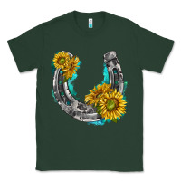 Sports Green horseshoe cowhide and sunflowers Classic Tee - texasbilliewilder