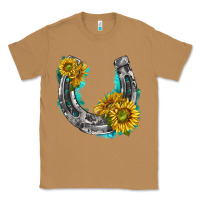 Toasted Coconut horseshoe cowhide and sunflowers Classic Tee - texasbilliewilder