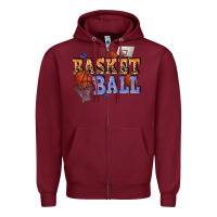 Burgundy basketball Zipper Hoodie - texasbilliewilder