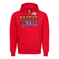 Red basketball Zipper Hoodie - texasbilliewilder