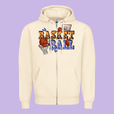 Basketball Zipper Hoodie Designed By Texasbilliewilder