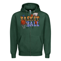 Sports Green basketball Zipper Hoodie - texasbilliewilder