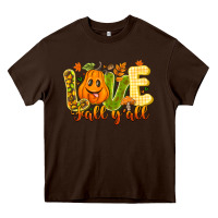 Chocolate Brown Love Fall Y'all Heavy Core Tee - CowhideDigitalArt