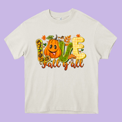 Love Fall Y'all Heavy Core Tee Designed By Cowhidedigitalart
